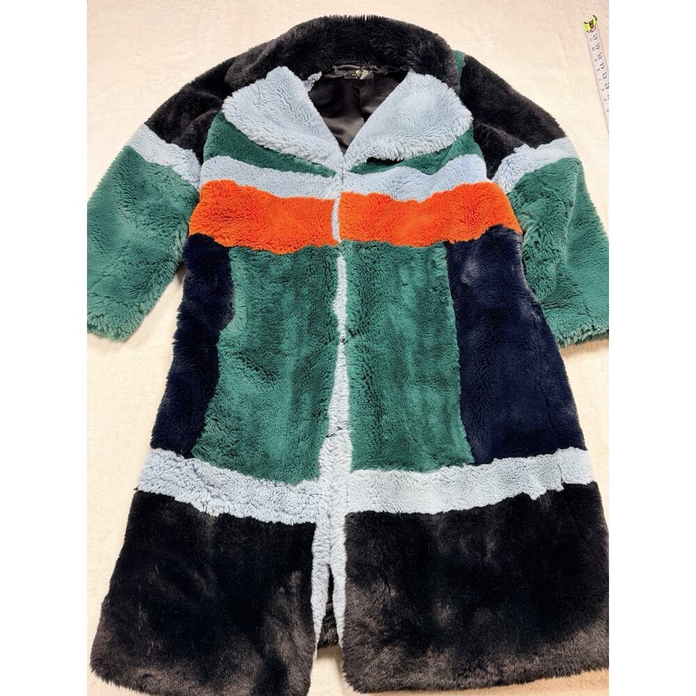 Heurueh Royal Me Colorblock Top Coat Sz. Lg 10-12 Ultra Luxe Glam Avant-Garde